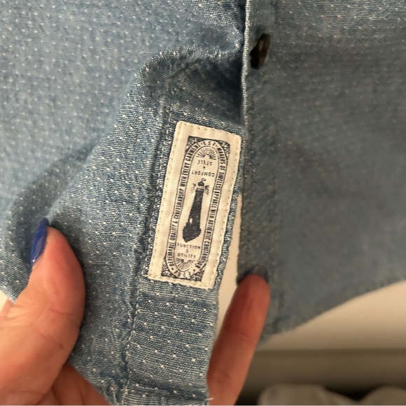 H&M Label of Graded Goods men’s patterned denim button front shirt M - Picture 4 of 8